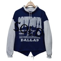 90's【ビンテージ】【ダラス・カウボーイズ】NFL【DALLAS COWBOYS】紺×グレー【スウェット×サーマル袖】【スウェット】【サイズＬ〜XL】 