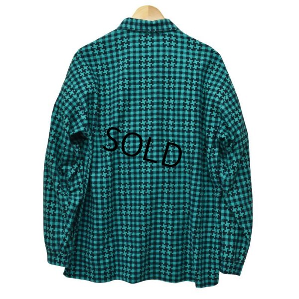 画像3: 【USA製】【NEW・FORCES】【緑×黒】【総柄】【ギンガムチェック】ネルシャツ【サイズＬ】【レディース古着】 