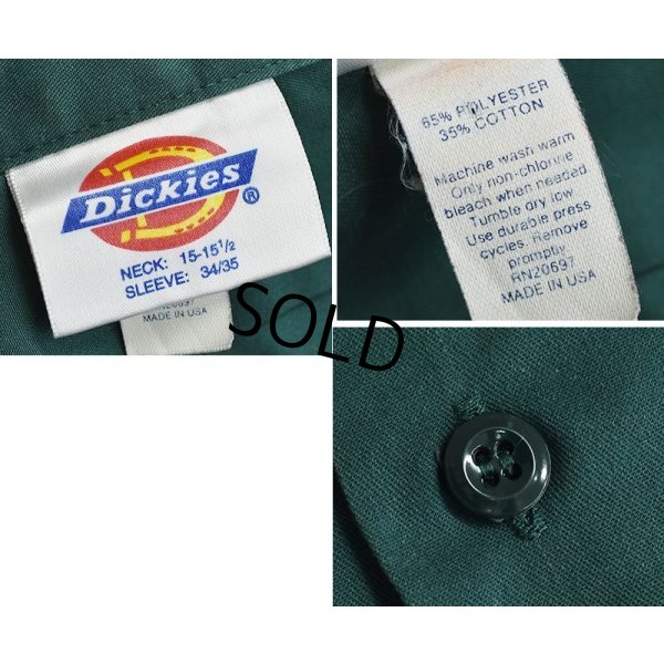 画像2: USA製【ビンテージ】【ディッキーズ】【Dickies】【緑】【ワークシャツ】【15-15 1/2】  
