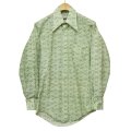 ビンテージ【CAMPUS now Breed】 白×緑 花柄【ポリエステルシャツ】【サイズＳ】 