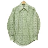ビンテージ【CAMPUS now Breed】 白×緑 花柄【ポリエステルシャツ】【サイズＳ】 