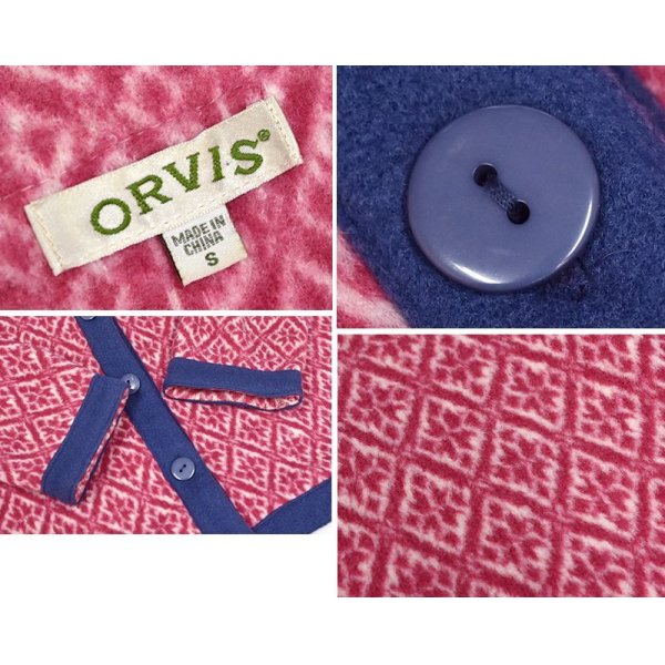 画像2: 【ビンテージ】【ORVIS】 【オービス】【ピンク×紺】 【フリースカーディガン】レディース古着【サイズＳ】 