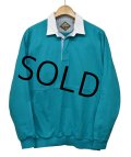 【ビンテージ】【East Island】【エメラルドグリーン】【襟付きヘンリーネック】【スウェット】長袖ポロシャツ【サイズＭ】 