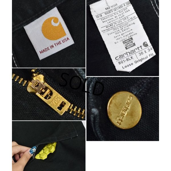 画像2: USA製【ビンテージ】【carhartt】カーハート【黒】ブラック【ダブルニー】パット入り【ペインターパンツ】【36×34】 