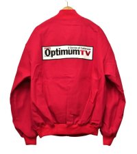 90’S【USA製】大きいサイズ!!【ビンテージ】デッドストック【ADR】【赤】【OPTIMUM TV】【ワッペン付き】【ブルゾンジャケット】【サイズＸＬ】 