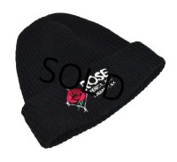 【ビンテージ】【ROSE FENCE INC】【黒】【バラ】 【ニットキャップ】 【ニット帽】  
