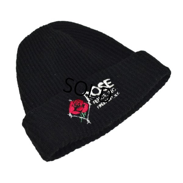 画像1: 【ビンテージ】【ROSE FENCE INC】【黒】【バラ】 【ニットキャップ】 【ニット帽】  