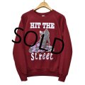 【USA製】ビンテージ【HIT THE STREET】【エンジ】バックプリント付き【ローラースケート】【スウェット】【サイズＬ】 