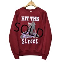 【USA製】ビンテージ【HIT THE STREET】【エンジ】バックプリント付き【ローラースケート】【スウェット】【サイズＬ】 