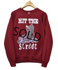 【USA製】ビンテージ【HIT THE STREET】【エンジ】バックプリント付き【ローラースケート】【スウェット】【サイズＬ】 