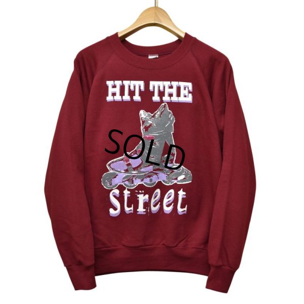 画像1: 【USA製】ビンテージ【HIT THE STREET】【エンジ】バックプリント付き【ローラースケート】【スウェット】【サイズＬ】 