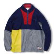 画像1: 【ビンテージ】IZOD【ラコステ】【紺×赤×グレー×黄色】【切り替えデザイン】【マルチカラー】【ハーフジップフリースジャケット】【サイズＬ】<br> (1)