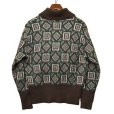 画像3: 【ビンテージ】【Silton Knits】モヘア？アクリル【ブラウン×白×緑】【模様】【ショールカラーセーター】【サイズＬ】<br> (3)