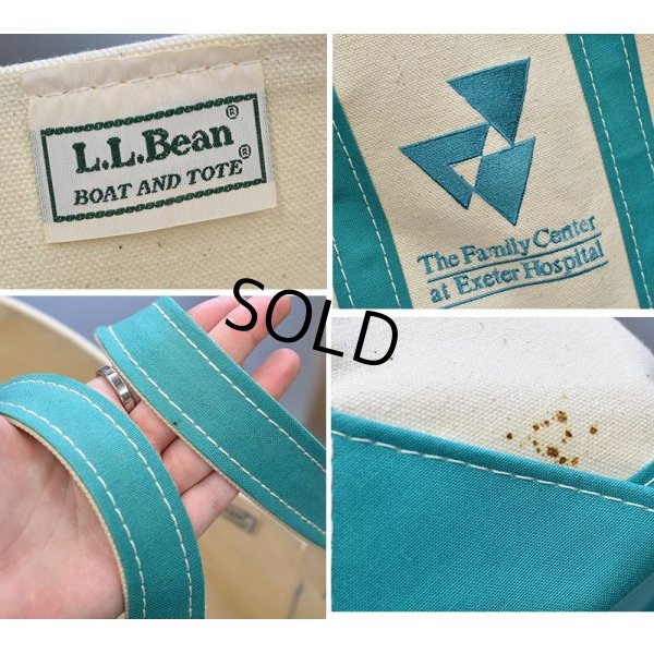 画像2: 程度良好!!【ビンテージ】【USA製】【L.L.bean】【L.L.ビーン】【キャンバス】【トートバッグ】【THE FAMILY Center at Exeter Hospital】【白×エメラルド】 