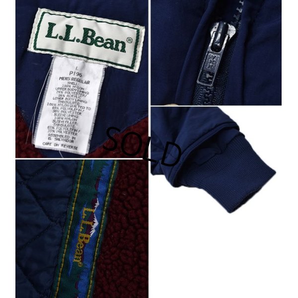 画像2: 90's【ビンテージ】【L.L.Bean】【ＬＬビーン】【紺×エンジ】ナイロン×裏フリース【ナイロンコート】【ナイロンジャケット】【サイズＬ】 