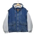 【ビンテージ】【FADED GLORY】【デニム×スウェット】【フルジップ】【中綿入り】【デニムジャケット】【Ｇジャン】【サイズＬ】 
