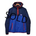 【ビンテージ】【ＬＬビーン】【L.L.bean】【紺×青ｘ赤】プルオーバー【フリース】フード付き【スナップＴ】【サイズＭ】 