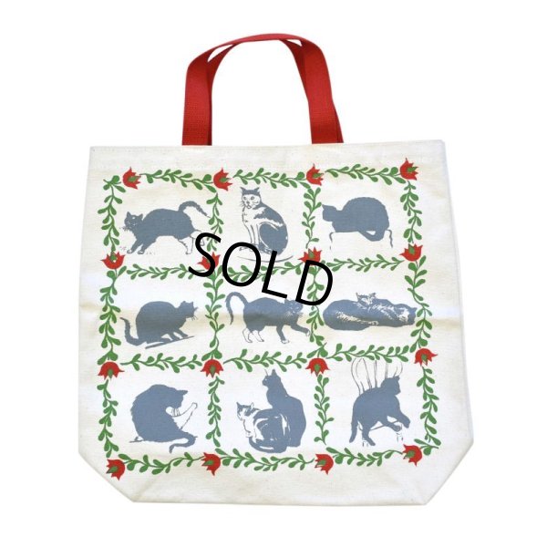 画像4: 【未使用】【BOSTON HAND PRINT】【生成り】【猫】【キャンバスコットン】【トートバッグ】