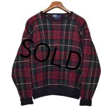 オールド【ラルフローレン】POLO RALPH LAUREN【赤×黒×緑×青】【チェック】【コットンセーター】【サイズL】 