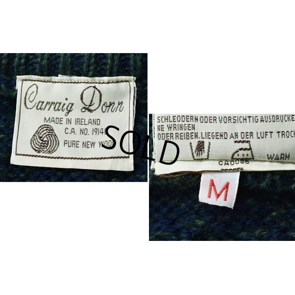 画像2: 【アイルランド製】【Carraig Donn】【紺×緑】【ウールセーター】【アランニット】【サイズＭ】 