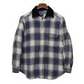 【UPPER WEST SIDE】襟コーデュロイ【シャドーチェック】【コットンシャツ】レディース古着【サイズＬ】 