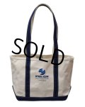 ほぼ未使用！【ビンテージ】USA製【L.L.bean】【L.L.ビーン】【キャンバス】ロングハンドル【トートバッグ】【STEEL-CON】【白×紺】 