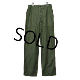 60's〜【米軍実物】U.S.ARMY サイドアジャスター付き【平ボタン】ベイカーパンツ【ユーティリティパンツ】【OG107】【W32程度】 