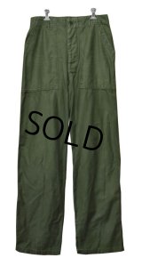 60's〜【米軍実物】U.S.ARMY サイドアジャスター付き【平ボタン】ベイカーパンツ【ユーティリティパンツ】【OG107】【W32程度】 