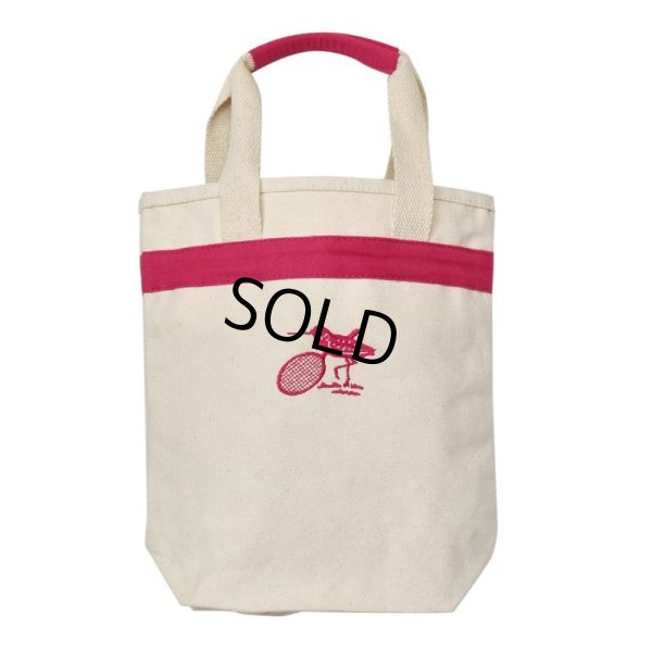 画像5: 【ビンテージ】【生成り×ピンク】【鳥・ラケット】【キャンバストート】【トートバッグ】【ミニトート】 