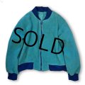 【ビンテージ】【USA製】【Adrian's closet】【エメラルド×青】【ジップアップ】【背面マジックテープ】【フリースジャケット】【サイズM】 