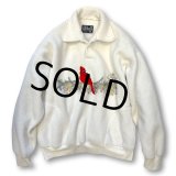 【USA製】ビンテージ【Malden】【クリーム色】鳥【襟付きフリース】【サイズXL】【レディース古着】 