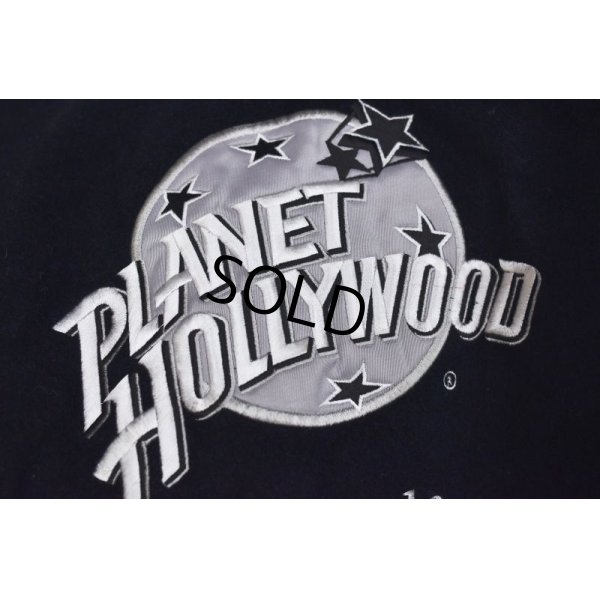 画像2: USA製【ビンテージ】【Planet hollywood】【プラネットハリウッド】【黒】【レザー襟】【ウールジャケット】【サイズＬ】 