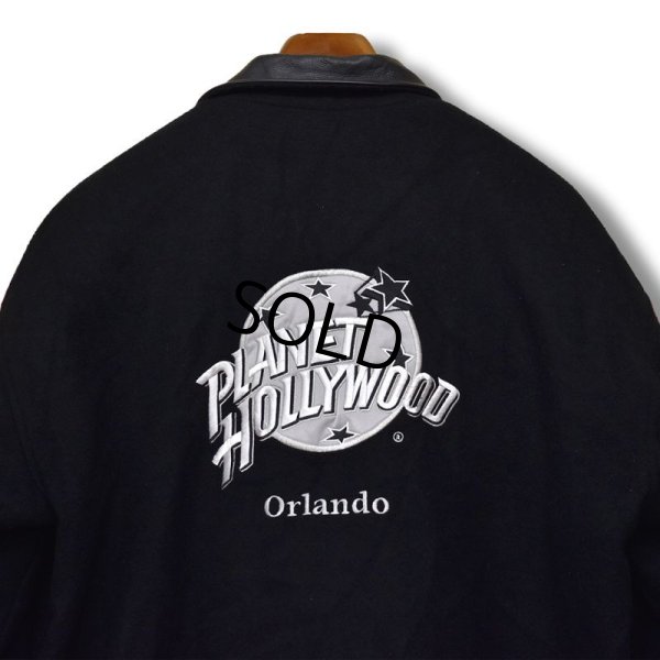 画像6: USA製【ビンテージ】【Planet hollywood】【プラネットハリウッド】【黒】【レザー襟】【ウールジャケット】【サイズＬ】 