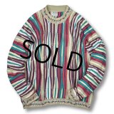 【ビンテージ】【COOGI】【クージー】【ベージュｘピンクｘ水色ｘ紫】３Ｄニット【立体編み】コットンセーター【サイズⅯ】  