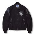 画像3: 80's~ Chalk Line 【チョークライン】【ビンテージ】USA製【NFL】【ラスベガス・レイダース】【Las Vegas Raiders】黒【ウール×レザー】スタジャン【サイズＭ】<br> (3)