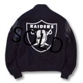 80's~ Chalk Line 【チョークライン】【ビンテージ】USA製【NFL】【ラスベガス・レイダース】【Las Vegas Raiders】黒【ウール×レザー】スタジャン【サイズＭ】 
