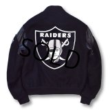 80's~ Chalk Line 【チョークライン】【ビンテージ】USA製【NFL】【ラスベガス・レイダース】【Las Vegas Raiders】黒【ウール×レザー】スタジャン【サイズＭ】 
