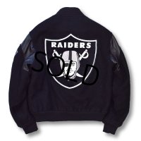 80's~ Chalk Line 【チョークライン】【ビンテージ】USA製【NFL】【ラスベガス・レイダース】【Las Vegas Raiders】黒【ウール×レザー】スタジャン【サイズＭ】 