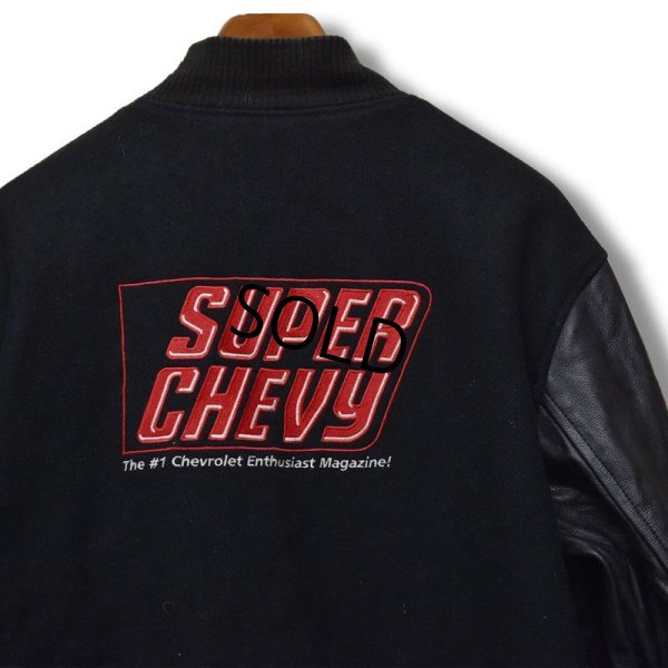 画像1: 90's【USA製】【ビンテージ】【Super Chevy Magazine】黒 Chevrolet シボレー【スタジャン】シェビー【サイズＸＬ】 
