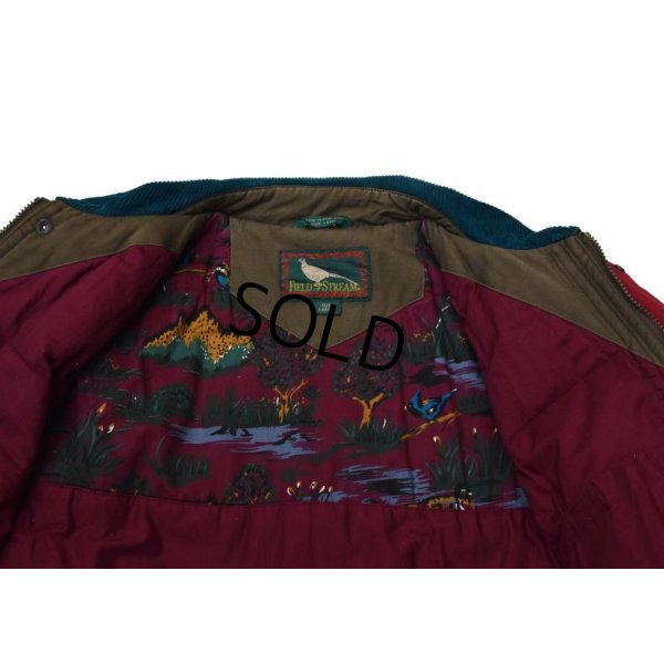 画像6: 80's~【ビンテージ】【Field&Stream】フィールドストリーム【こげ茶×エメラルド×エンジ】【中綿入り】ジャケット【サイズＬ】 