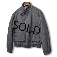 【ビンテージ】【pierre cardin】ピエールカルダン【ツイードウールブルゾン】【比翼仕立て】ウールジャケット【サイズ３８】 