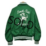 【80s】【ビンテージ】【South Side Irish】緑【ナイロンスタジャン】【サイズS】 