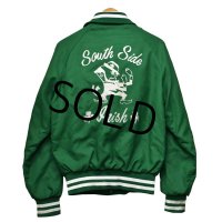 【80s】【ビンテージ】【South Side Irish】緑【ナイロンスタジャン】【サイズS】 