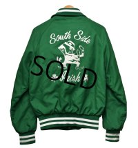 【80s】【ビンテージ】【South Side Irish】緑【ナイロンスタジャン】【サイズS】 