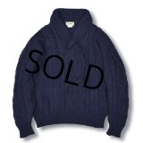 【L.L.bean】アイルランド製【ＬＬビーン】L.L Bean【紺】【ショールカラー】【アランセーター】【サイズL】 