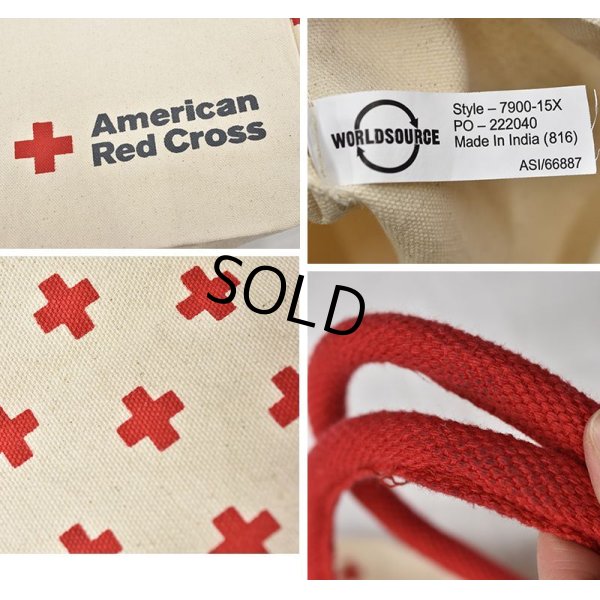 画像2: 【American Red Cross】【生成り】【赤十字柄】コットン【トートバッグ】【エコバッグ】 