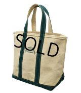 【ビンテージ】【L.L.bean】【L.L.ビーン】白ｘ緑【キャンバス】【トートバッグ】【Weiss Peck & Greer】 