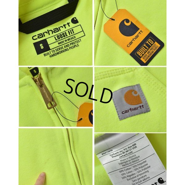 画像2: 未使用‼【carhartt】【カーハート】【蛍光イエロー】裏起毛【フルジップパーカー】【サイズＳ】 