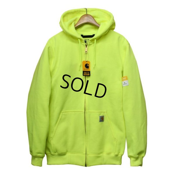 画像1: 未使用‼【carhartt】【カーハート】【蛍光イエロー】裏起毛【フルジップパーカー】【サイズＳ】 