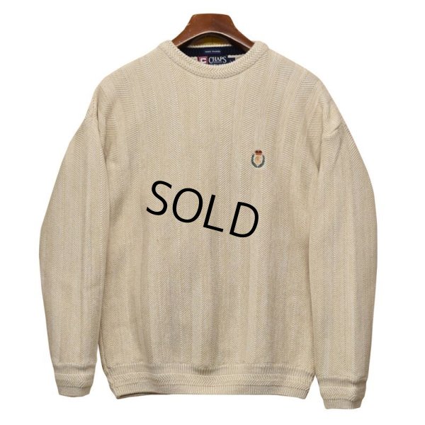 画像1: 【チャップス】CHAPS【ラルフローレン】 【POLO ralph lauren】【クリーム色】【ヘリンボーン】【ハンドニット】【コットンセーター】 【サイズL】  